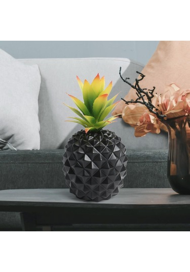 Homyl Reçine Ananas Süs Ev Dekorasyonu Nesnesi Masaüstü Siyah Orta