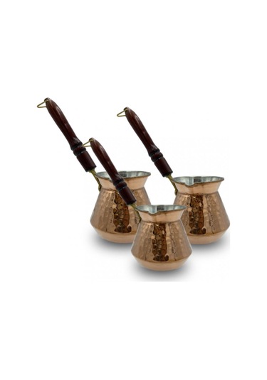 Tombik Cezve Kalın Bakır 3'lü Set