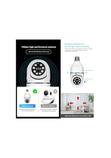 Tuya Işık Başkamerası 3.0mp Kapalı Pan Baş Ev Kamerası 2.4g/5g Çift Frekans Wıfı Mobil Telefon Uzaktan Hd Çift Ampul Kamerası