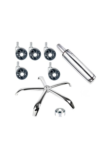 Kromaj Metal Yıldız Ayak Tekerlekli Amortisörlü Ofis Büro Çalışma