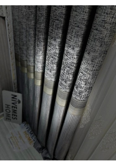 Nivemeshome Kehribar Ft614162 Gümüş 1/3 Sık Pileli Fon Perde Apm Gümüş
