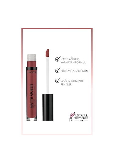 Note Cosmetique Matte Queen Lipstick Kalıcı Mat Likit Ruj - 22 Etheral Taupe - Kahverengi