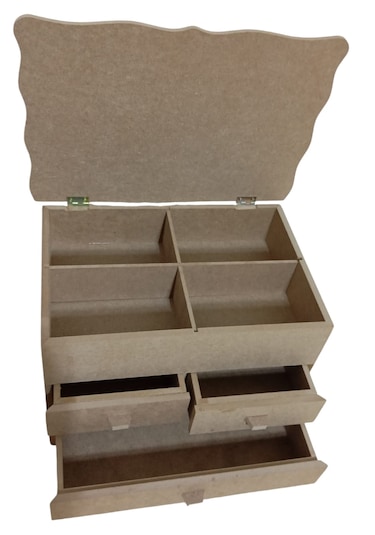 3 Çekmeceli Kapaklı Takı Aksesuar Kutusu-kenarı Desenli