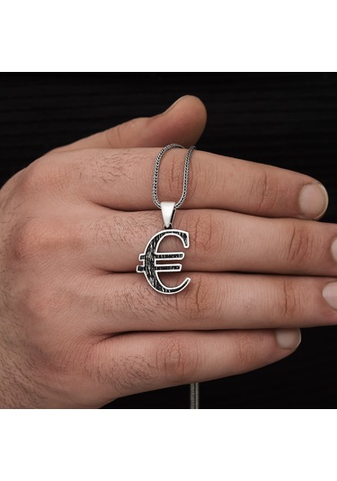 Yüzük Sanatı Euro Simgesi Gümüş Erkek Kolye