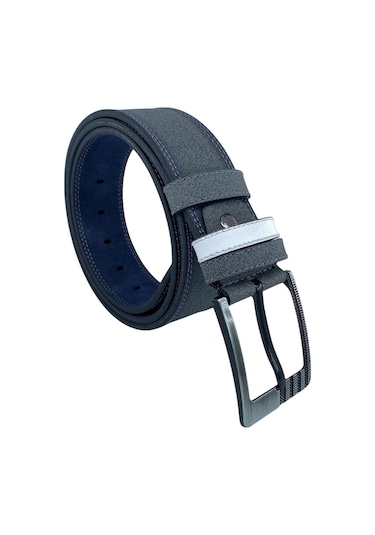Süzer Deri Spor Suni Deri Çift Dikişli Model Erkek Kemer - Gri 4.5 CM Gri