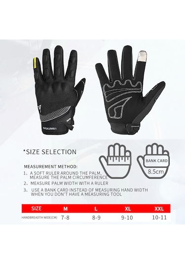 Kosona Bsddp Rh-a0131 Motosiklet Eldiveni, Kaymazlı, Dokunmatik Ekran, Çarpma Koruma, Yansıtıcı Şerit, Kollu Kordon, Siyah M Ağ + Polyester