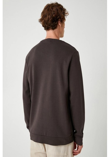 Koton Bisiklet Yaka Sweatshirt Slogan Baskılı Uzun Kollu Pamuklu İnterlok Kumaş 001