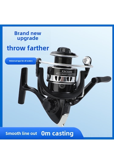 Mufunye Tam Metal Kafa Ve Metal İp Kasesi Spinning Makinesi - Km5000 Siyah Model, Sağlam Performanslı Deniz Balıkçılığı Toptan Ürünü