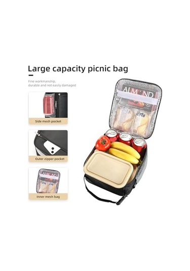 Ulzyvf Öğle Çantası - Gri, Kadın/erkek Kullanımı, Tekrar Kullanılabilir Kapasiteli Kutulu Gri