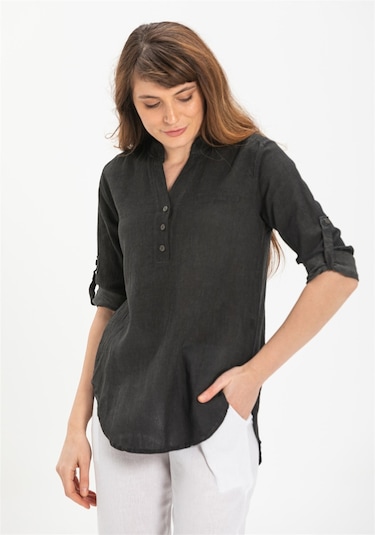 Uzun Kol Şile Bezi Akasya Bluz Füme Fm