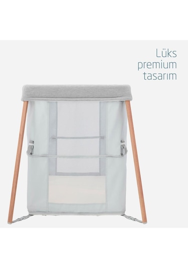 Iris 2 'si Bir Arada Anne Yanı Beşik ve Taşınabilir Çift Katlı Park Yatak Beyond Grey Eco