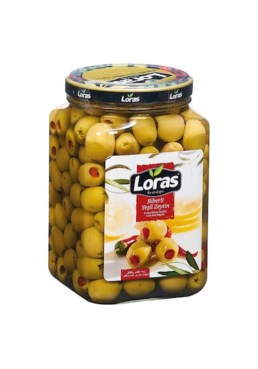 Loras 181 - 200 KB Biber Dolgulu Yeşil Zeytin Cam 900 G