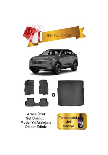 Peugeot 3008 Hybrid 2024-2025 Araca Özel 4d Havuzlu Paspas Ve Bagaj Havuzu Set Hediyeli