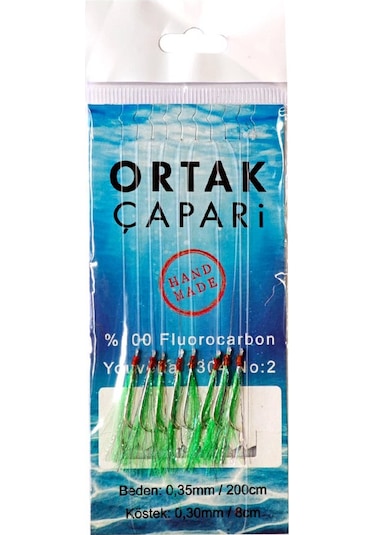 Ortak Çapari Youvella İğne 8 Köstek Fluorocarbon Çapari  - Yeşil Uv