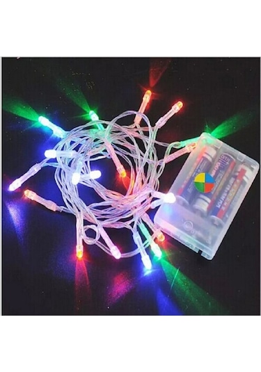 CajuArt 3 Metre 30 Led Şeffaf Kablo RGB Renkli Pilli Led Işık Süs