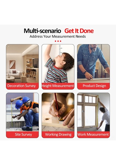 Singree "7,5 Metre Floresan Şeritli Yüksek Hassasiyetli Şeffaf Şerit Metre - Dayanıklı Metal Aks"