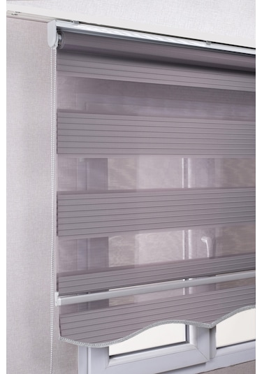 Etekli Gri Pileli Zebra Kaliteli Güneşlik Stor Perde