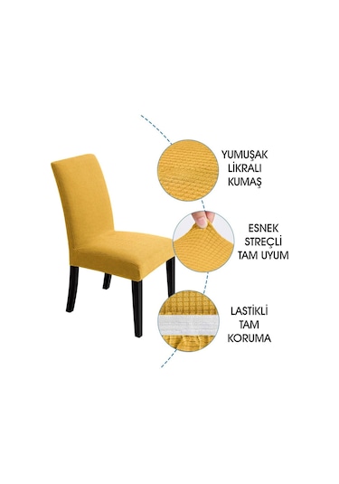 Faiend Yıkanabilir Likralı Esnek Lastikli Sandalye Kılıf Örtü Turuncu