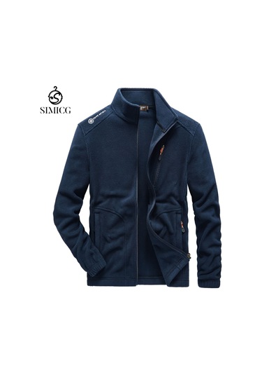 Yeni Polar Astarlı Ve Kalınlaştırılmış Erkek Sıcak Polar Ceket Lacivert