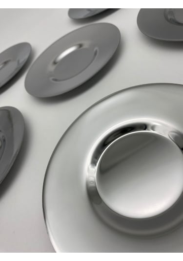 12'li Gold Ve Gümüş Paslanmaz Çelik Çay Tabağı Seti Pasct01 Gümüş