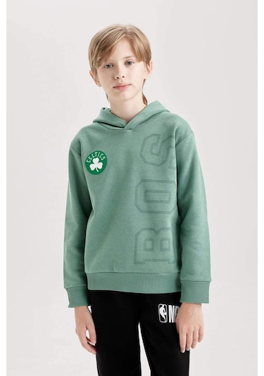 DeFacto Erkek Çocuk Yeşil NBA Boston Celtics Kapüşonlu Sırt Baskılı Kalın Sweatshirt D3124A824AUGN757 DeFacto Erkek Çocuk Yeşil NBA Boston Celtics Kapüşonlu Sırt Baskılı Kalın Sweatshirt D3124A824AUGN757