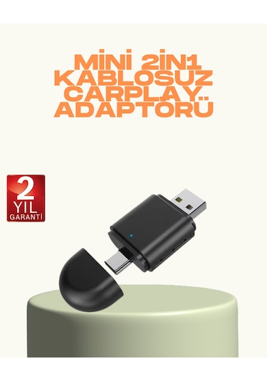 Kablosuz Carplay Ve Android Auto Adaptörü Usb-a & Type-c Girişl
