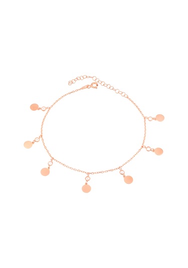 Brezza Lusso Jewelry Rose Renk Pullu Sallantılı Taşlı Gümüş Kadın Ayak Halhal Rose