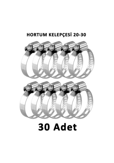 Ayarlı Metal Hortum Kelepçesi Vidalı 20-30 mm 30 Adet