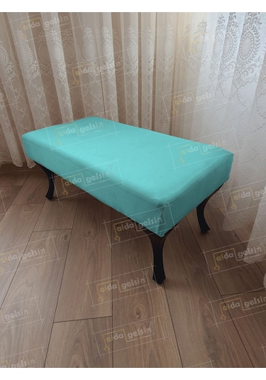Ayak Ucu Kapı Önü Antre Düz Bench Puf Orta Sehpa Siyah Ayak 100 45 Turkuaz