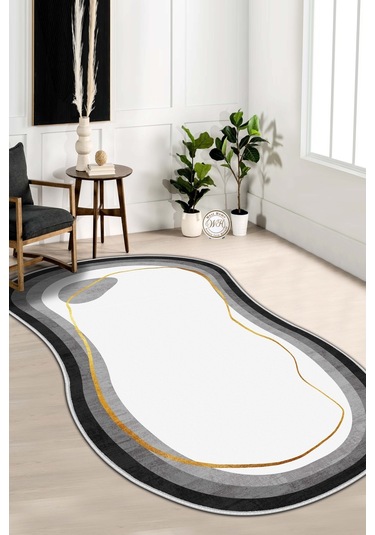 West Home Makinede Yıkanabilir Kaymaz Taban Leke Tutmaz Kesimli Salon Halısı Mutfak Halısı Ve Yolluk 609 White