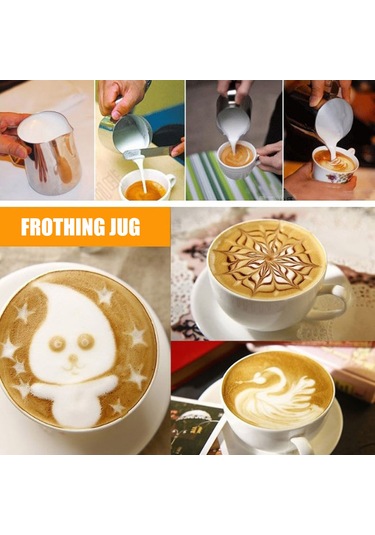 Maiyame Paslanmaz Çelik 600ml Süt Köpürtücü Fincanı, Latte Sanatı İçin Ev Ve Ofiste Kullanım Gümüş