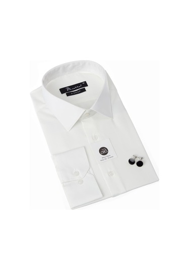 Krem Ekstra Büyük Yaka 4 Drop Rahat Kesim Micro Kumaş Kol Düğmeli Regular Fit Erkek Gömlek - 189-10-dc24w 001