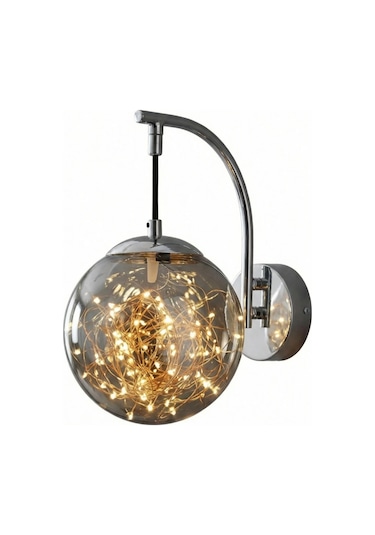Glow Cam Peri Led Aplik Gold & Gümüş Gövde, Dekoratif Duvar Aydınlatma Gümüş