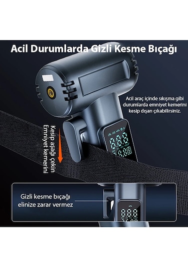 Enraco St-5530 Dijital Şarjlı Araç Lastik Hava Şişirme Pompası Power Bank Penere Kırıcı