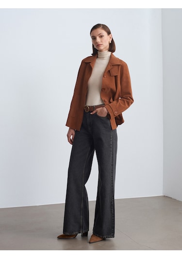 Dilvin 60778 Süet Ceket-camel Camel