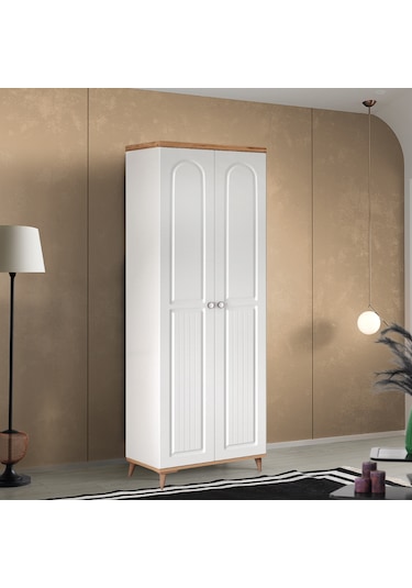 Bohem 2 Kapaklı Komple Mdf Atlantik Çam-beyaz Gardırop