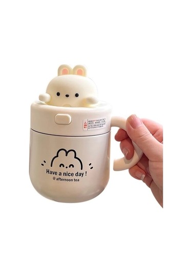 Iş Yerinde Çalışan Kızlar Için Taşınabilir Saplı Paslanmaz Çelik Su Bardağı Hwemuv Beyaz