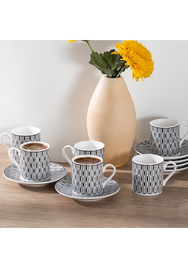 Porsima Perotti Yx03 Desenli 6 Kişilik Porselen Fincan Takımı 90c