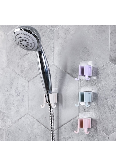 Banyo Dekoru İçin Yapışkanlı Çift Askılı Lif Tutucu 2 Kademe Duş Başlığı Diğer