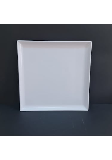 6 Adet Standart Kare Melamin Tatlı & Yemek Servis Tabağı 35 Cm - Beyaz Beyaz