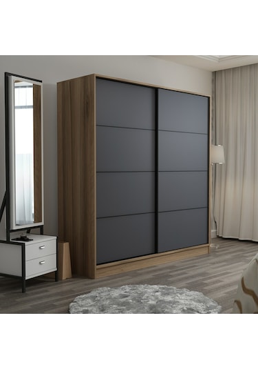Minar Kale 2 Kapaklı Sürgülü Dolap 180 Cm - Dore/antrasit 210cm
