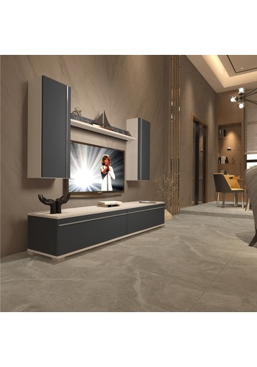 Decoraktiv Eko 7 Mdf Std Tv Ünitesi Tv Sehpası Beyaz - Antrasit