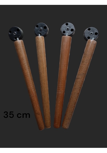 4 Adet Ceviz Boyalı Ahşap Konik 35 Cm Zigon,orta Sehpa,puf,komidi