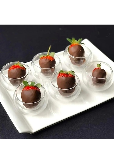 Kapris Çift Cidarlı 6'lı Cam Lokumluk Sosluk