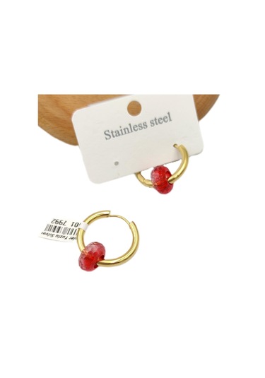 Çelik Kırmızı Büyük Toplu Halka Küpe Kırmızı