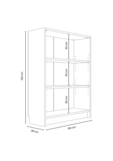 Bili Kitaplık 3 Raflı Geniş Çok Amaçlı Ofis Salon Kitap Dosya Rafı Beyaz Beyaz