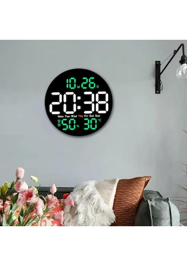 Homyl Led Duvar Saati, Dijital Saat, Çocuklar Yetişkinler Yeşil
