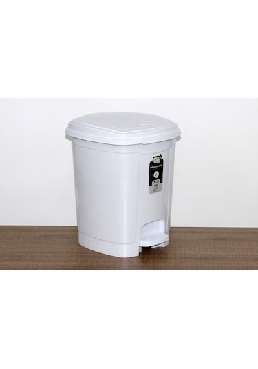 Polytime Pedallı Basmalı Çöp Kutusu Kovası / Çıkarılabilir İç Kovalı / Beyaz / 32 Litre / 47x35x35 Cm.