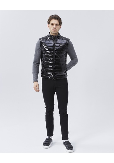 Rugan Deri Yelek Siyah Parlak Renk