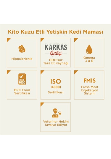 Kito Doğal Besi Kuzu Etli Yetişkin Kedi Maması 2 KG